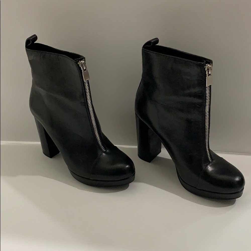 Zara black zip up booties